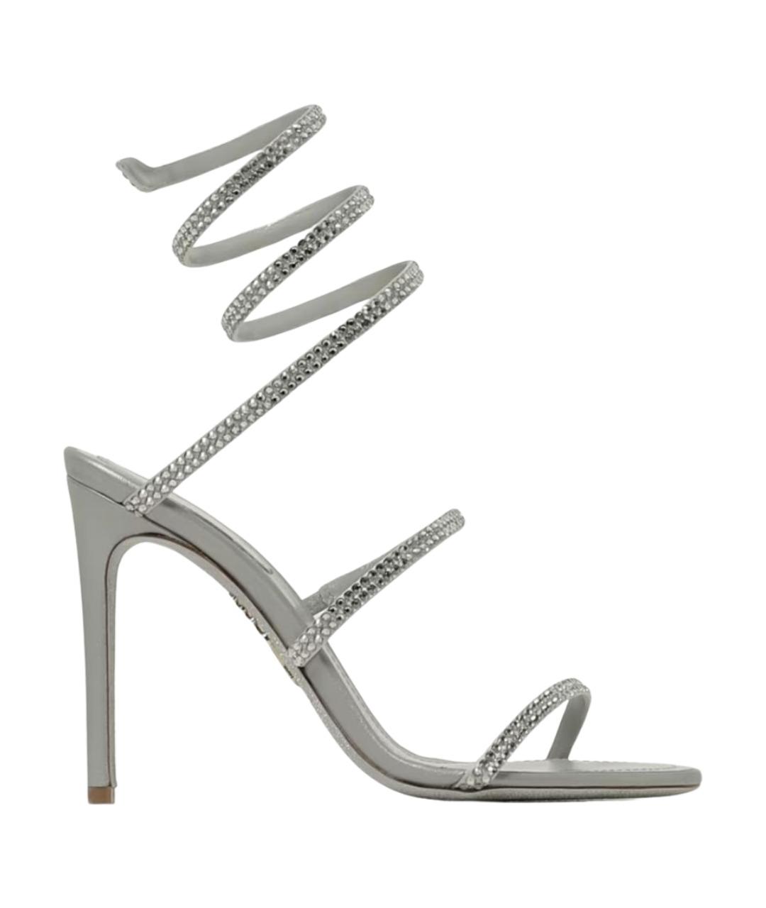 RENE CAOVILLA Серебряные текстильные босоножки, фото 1