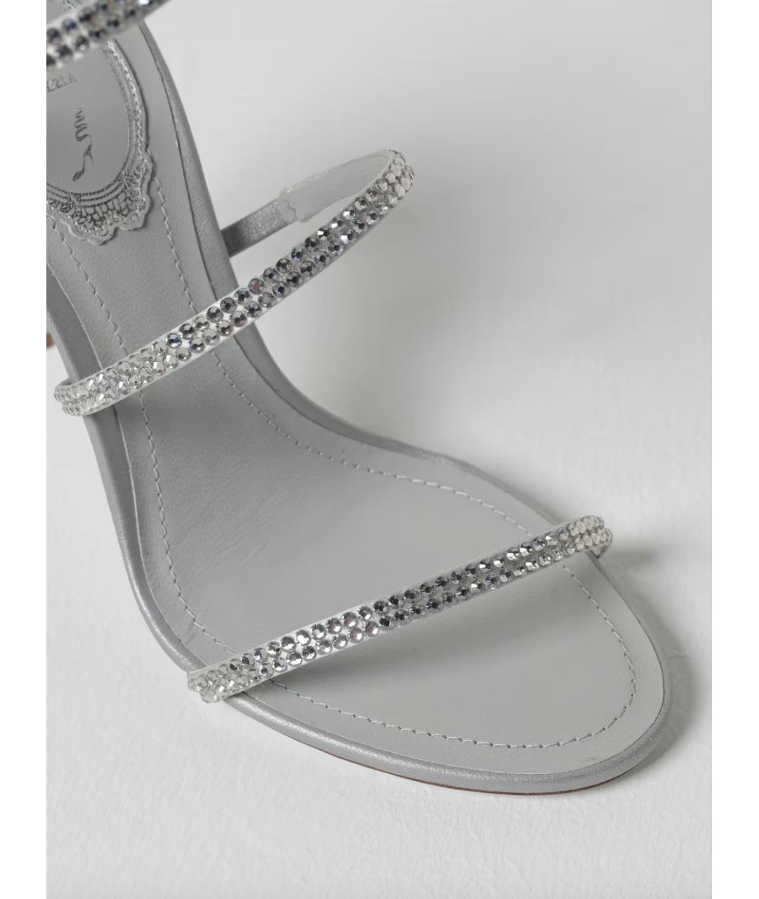 RENE CAOVILLA Серебряные текстильные босоножки, фото 4