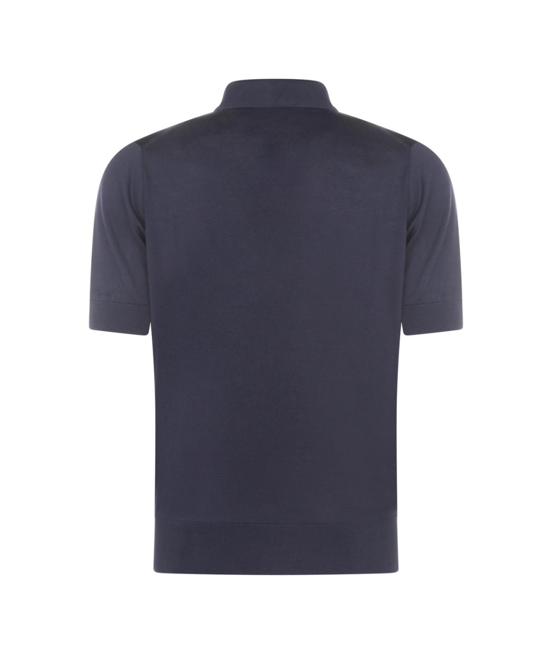 DOLCE&GABBANA Темно-синее вискозное поло с коротким рукавом, фото 2