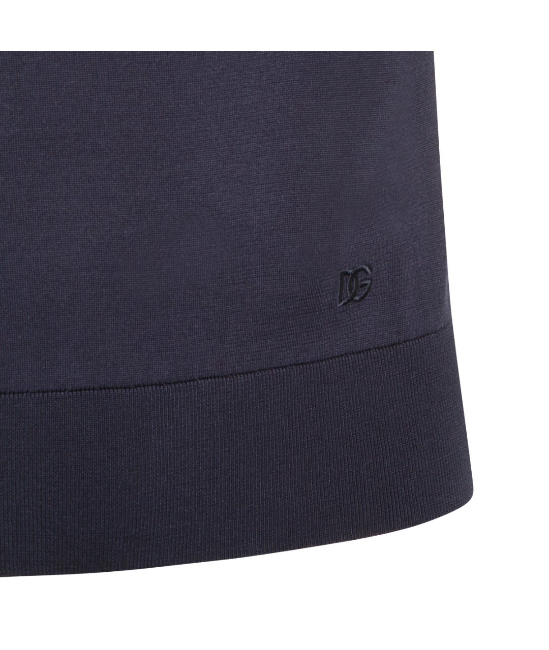 DOLCE&GABBANA Темно-синее вискозное поло с коротким рукавом, фото 4