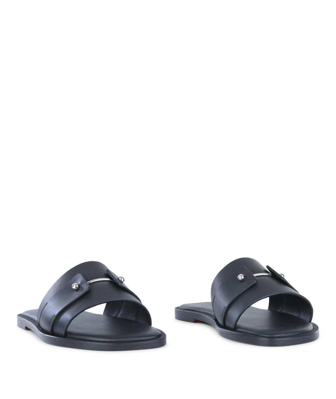 CHRISTIAN LOUBOUTIN Черные кожаные шлепанцы, фото 2