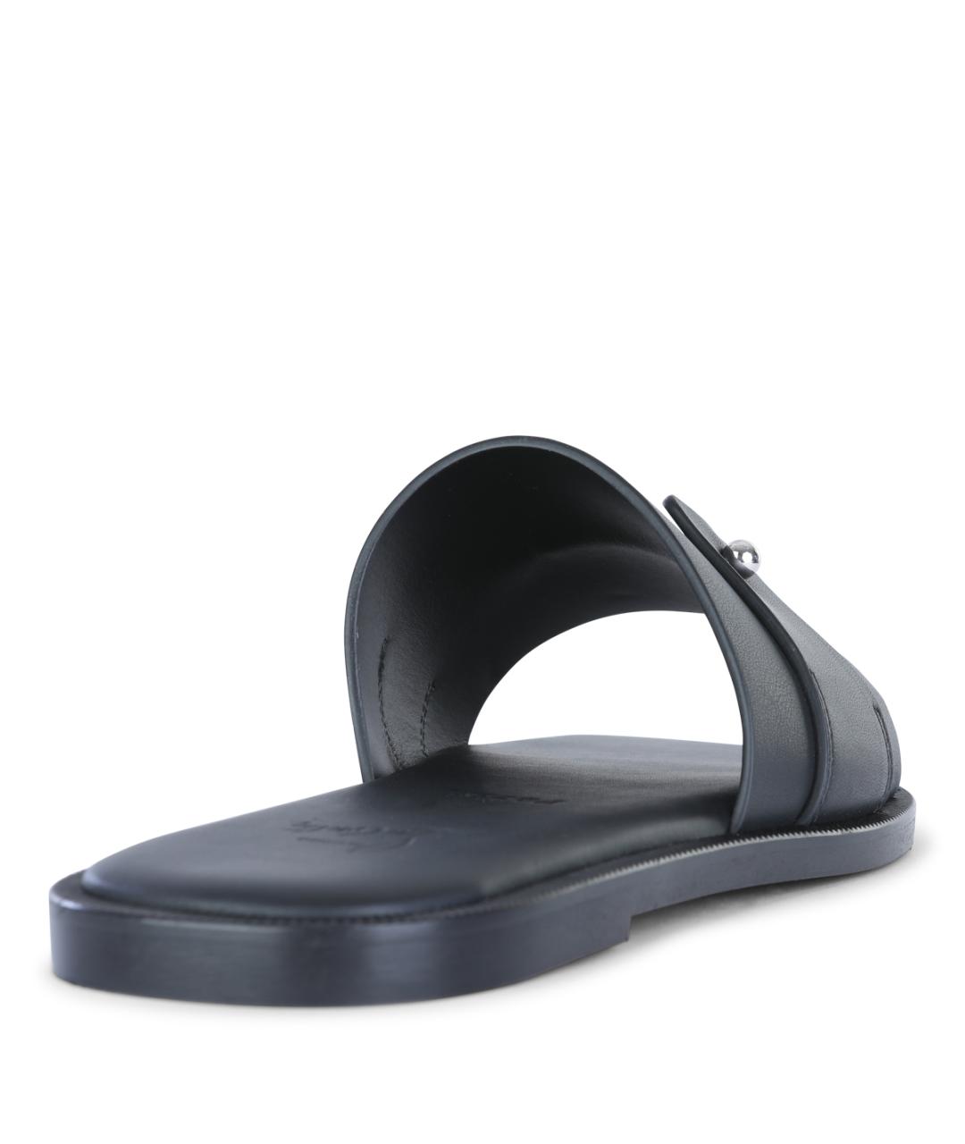 CHRISTIAN LOUBOUTIN Черные кожаные шлепанцы, фото 3