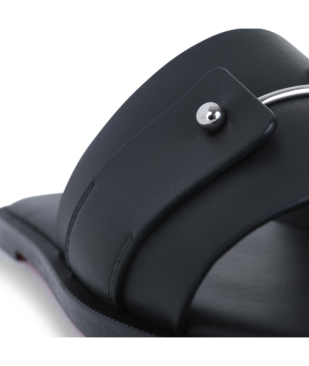 CHRISTIAN LOUBOUTIN Черные кожаные шлепанцы, фото 4