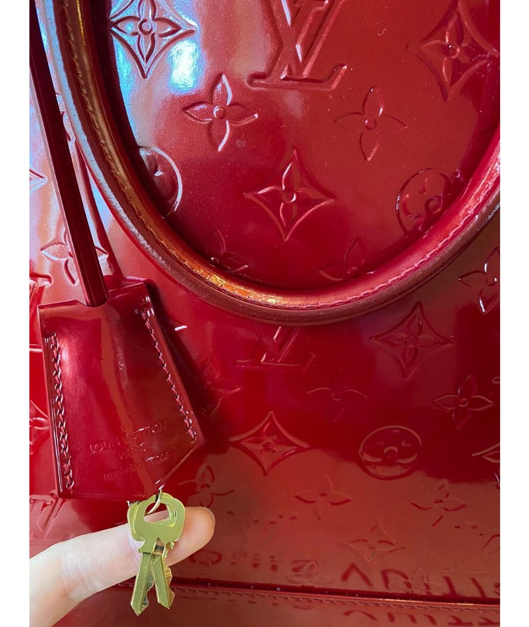 LOUIS VUITTON PRE-OWNED Красная сумка тоут из лакированной кожи, фото 6