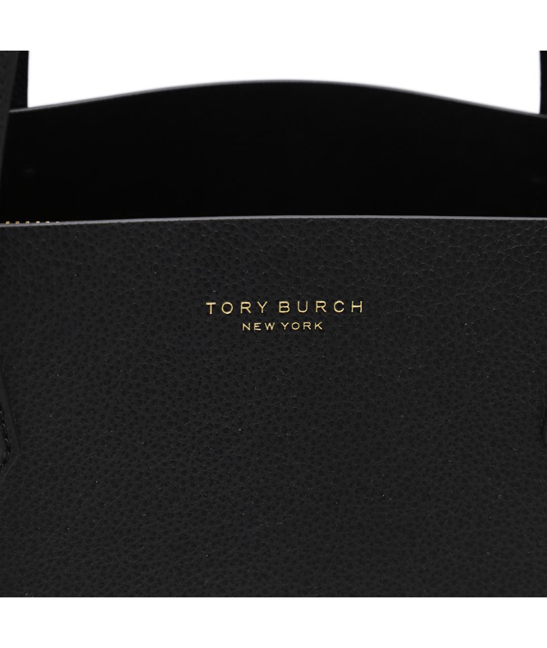 TORY BURCH Черная кожаная сумка тоут, фото 4