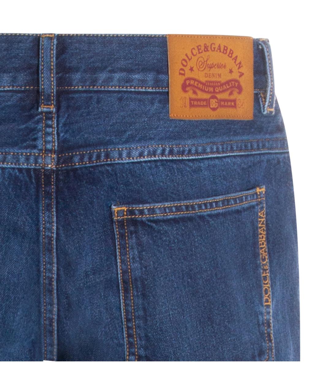 DOLCE&GABBANA Синие хлопковые прямые джинсы, фото 4