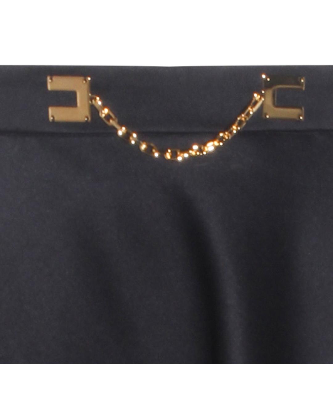 ELISABETTA FRANCHI Черная полиэстеровая юбка миди, фото 5