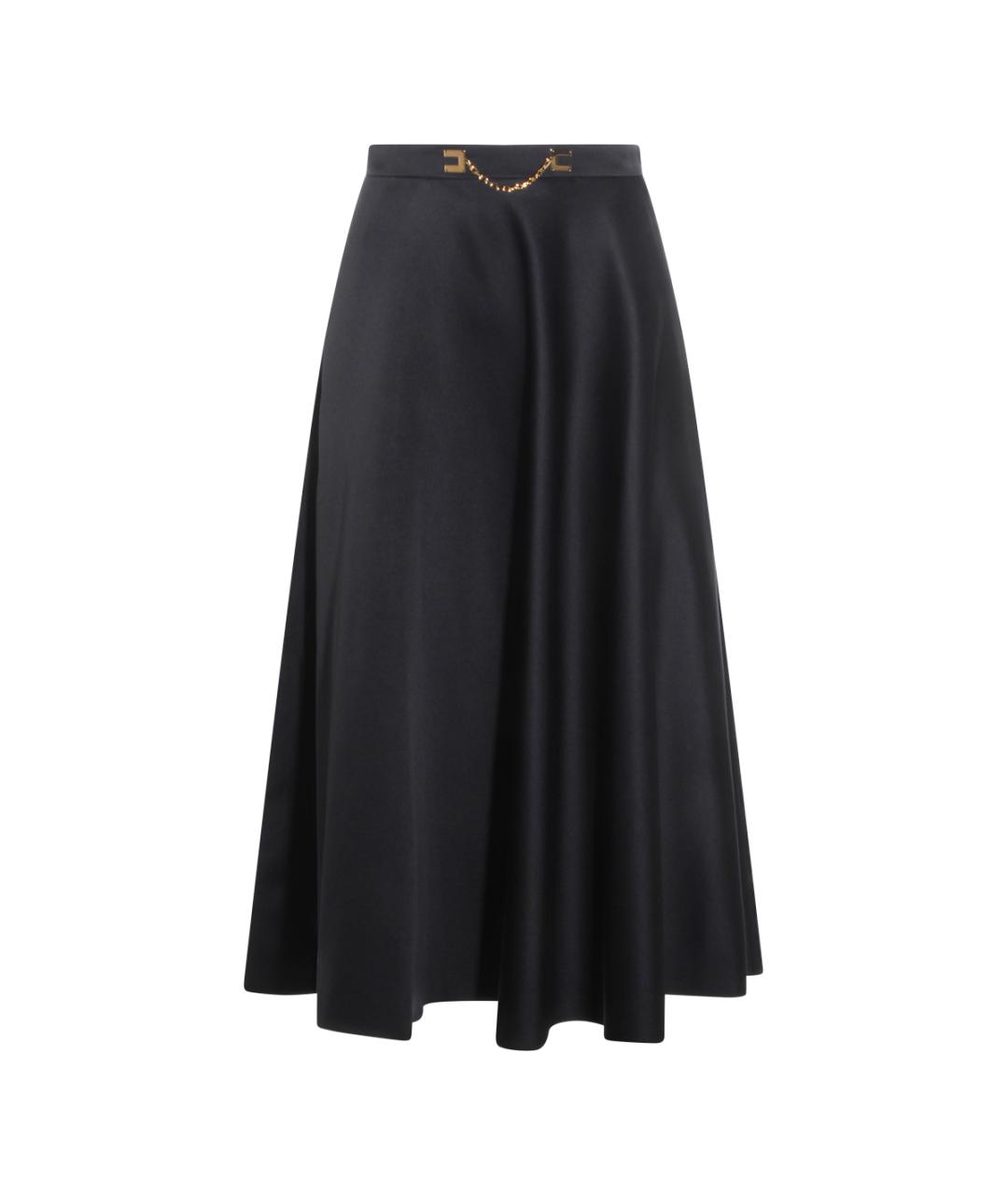 ELISABETTA FRANCHI Черная полиэстеровая юбка миди, фото 7