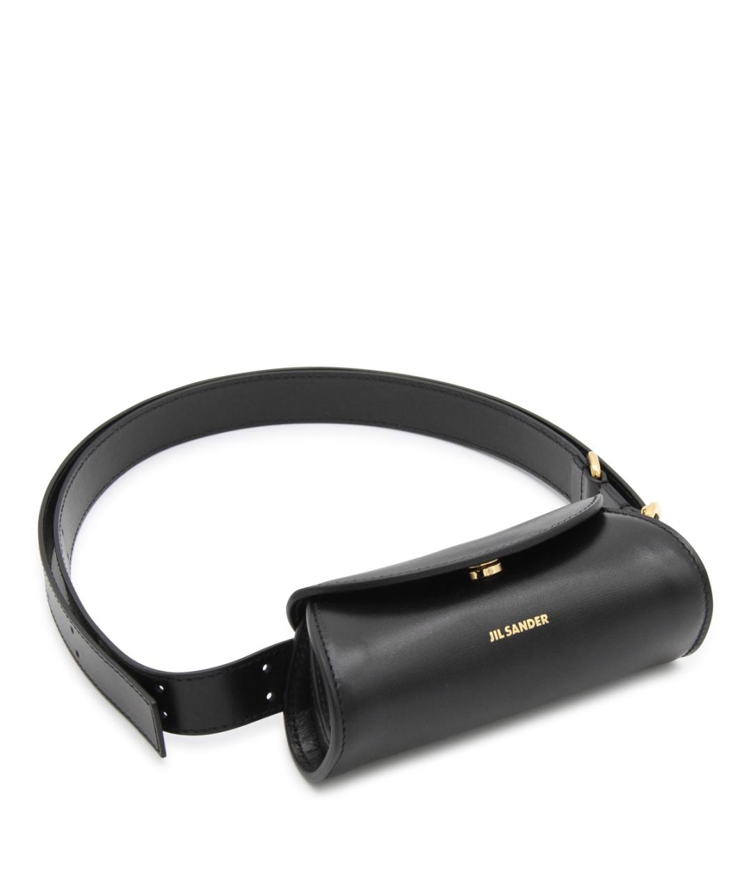 JIL SANDER Черная кожаная поясная сумка, фото 4