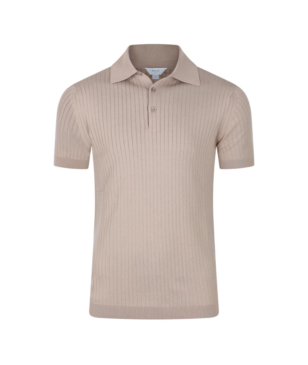 MALO Бежевое хлопковое поло с коротким рукавом, фото 1