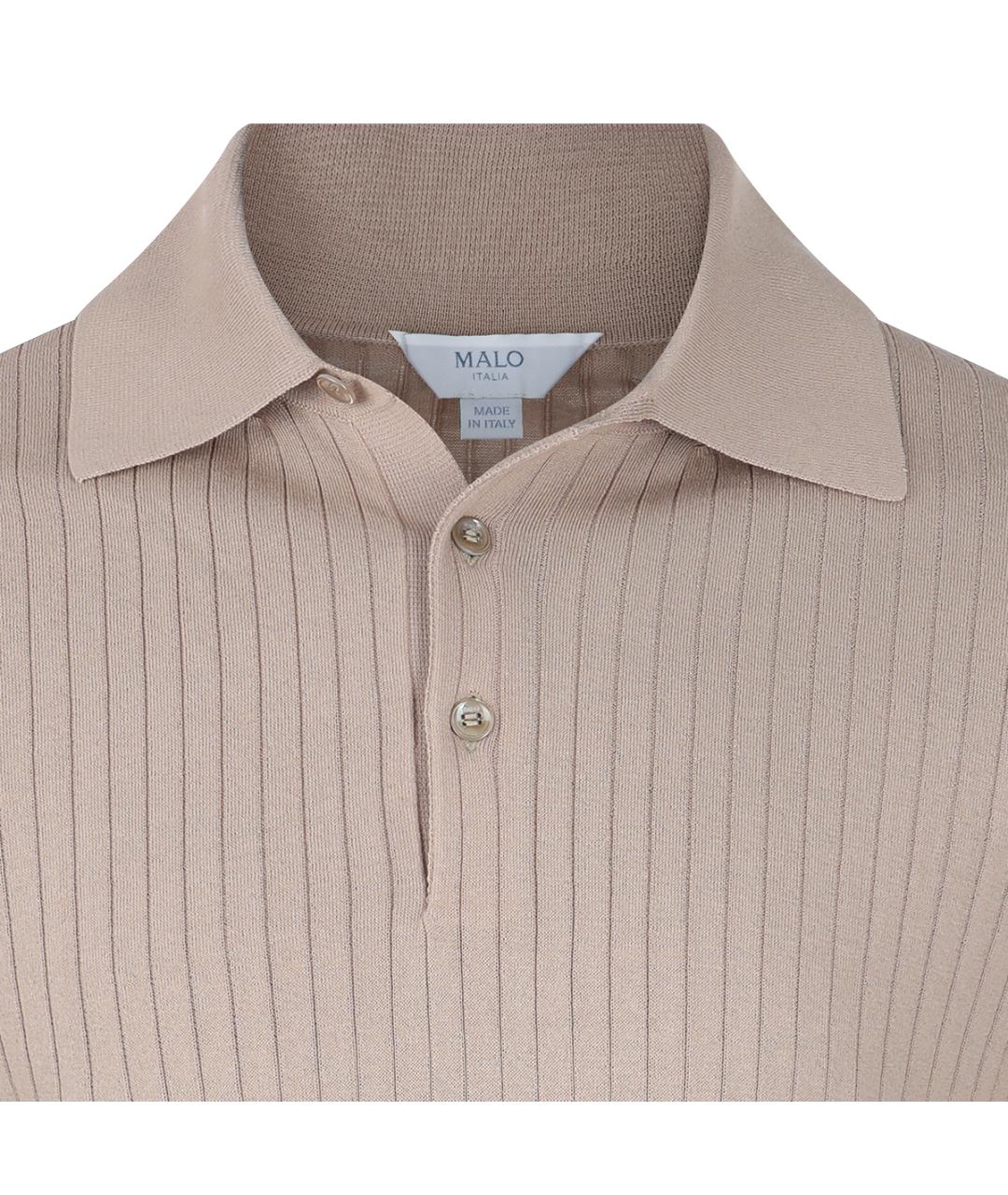 MALO Бежевое хлопковое поло с коротким рукавом, фото 3