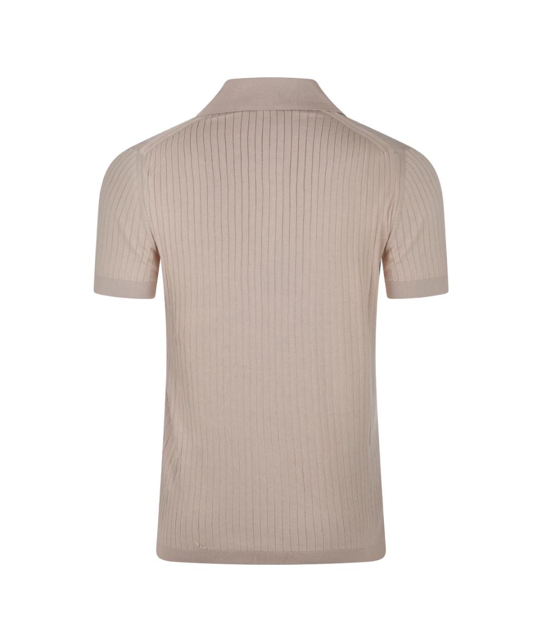 MALO Бежевое хлопковое поло с коротким рукавом, фото 2