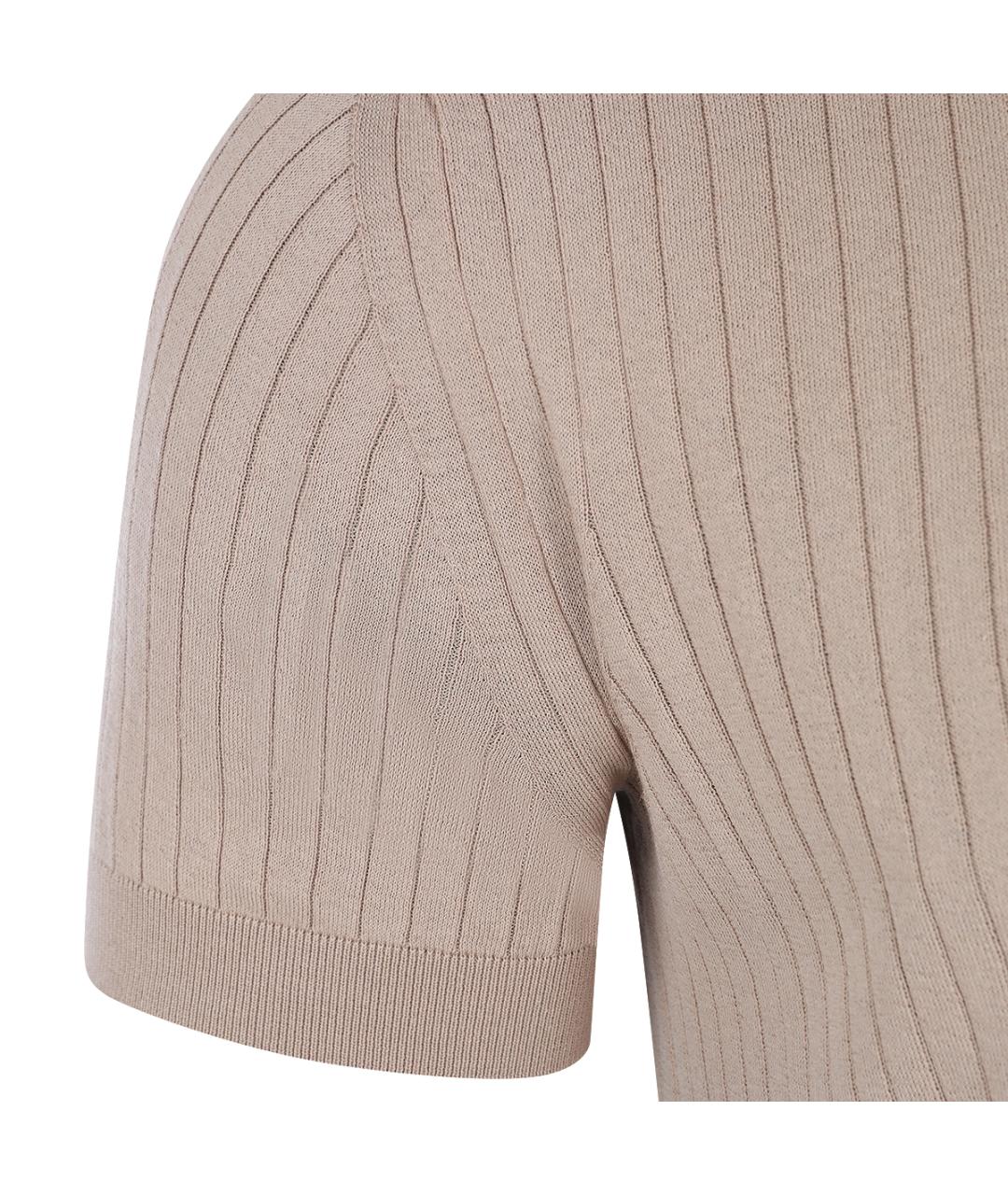 MALO Бежевое хлопковое поло с коротким рукавом, фото 4