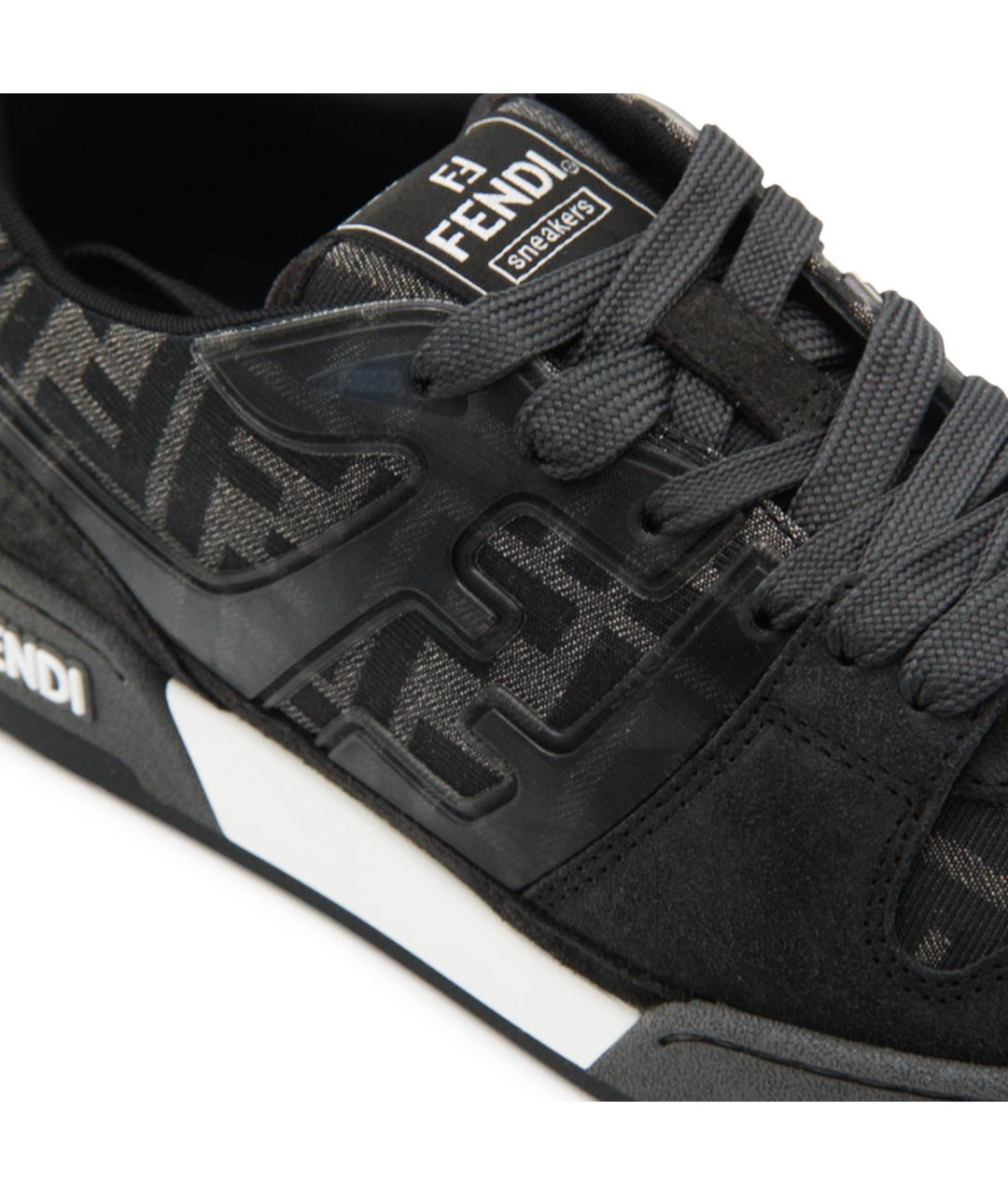 FENDI Антрацитовые текстильные низкие кроссовки / кеды, фото 4
