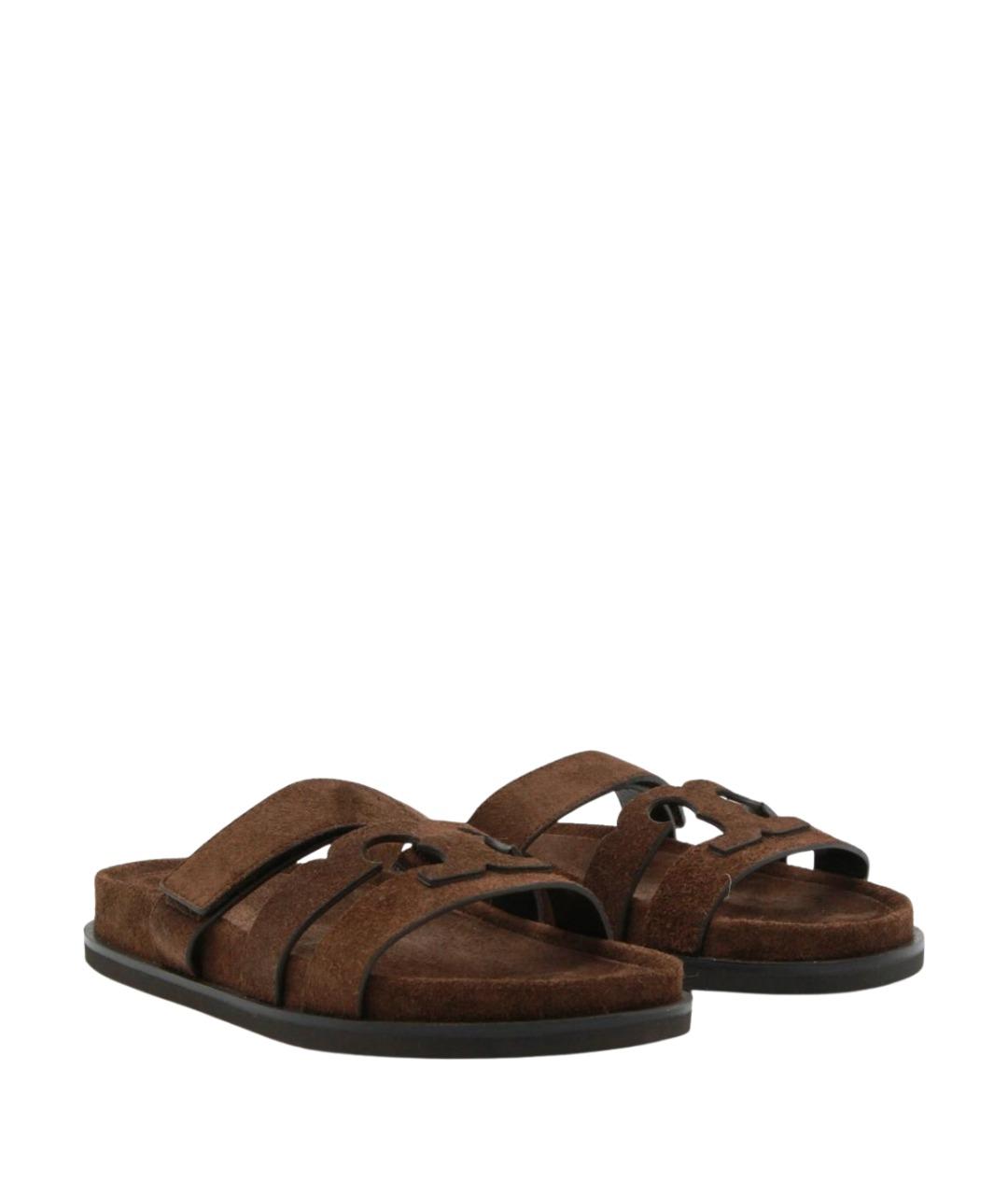 TORY BURCH Коричневые замшевые босоножки, фото 2