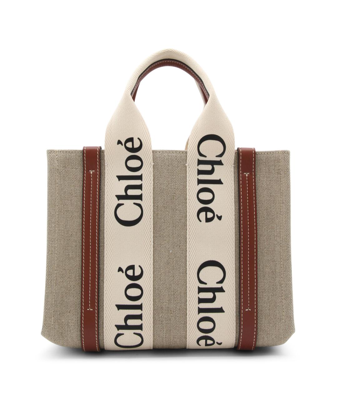 CHLOE Бежевая льняная сумка тоут, фото 1