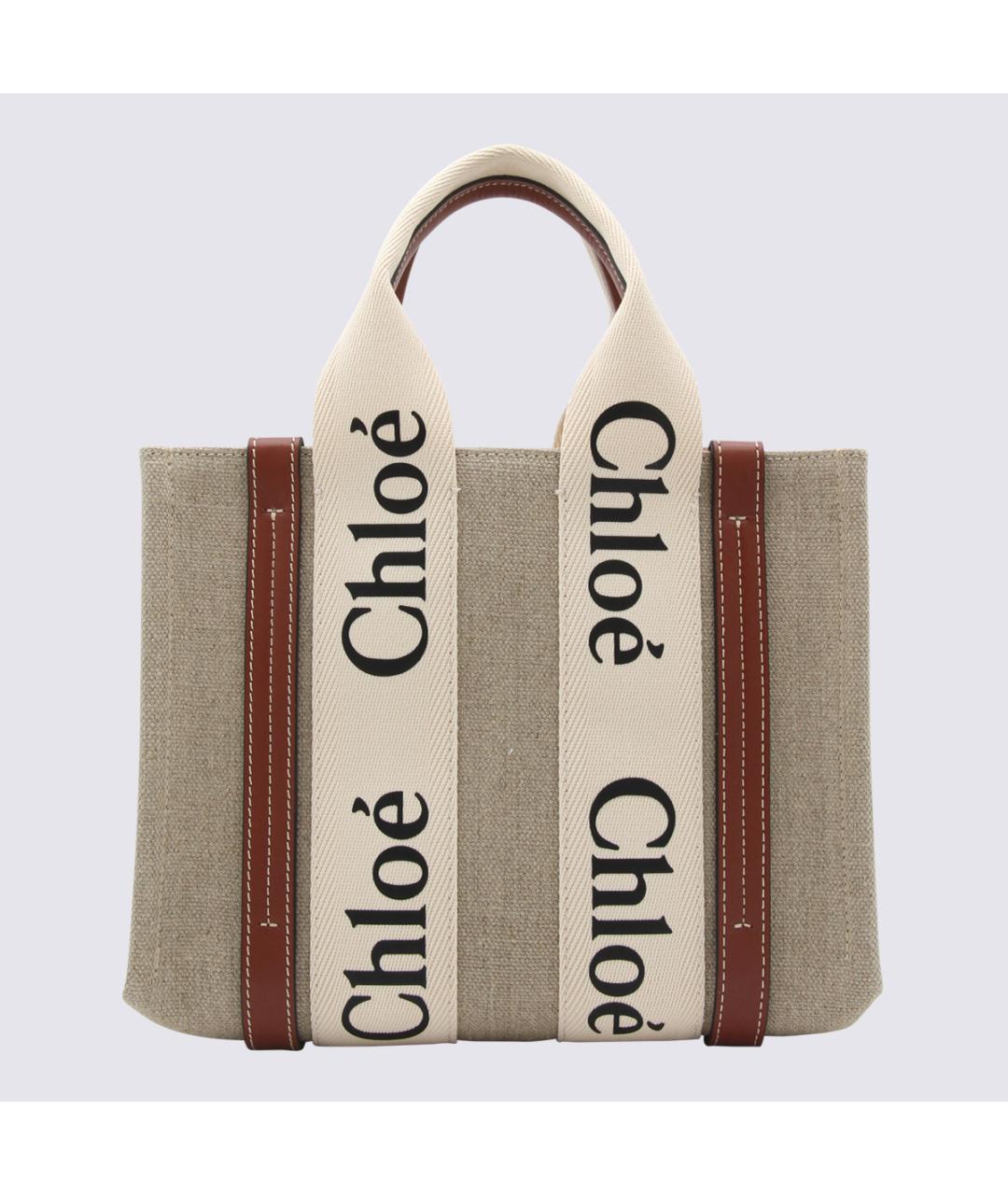 CHLOE Бежевая льняная сумка тоут, фото 2