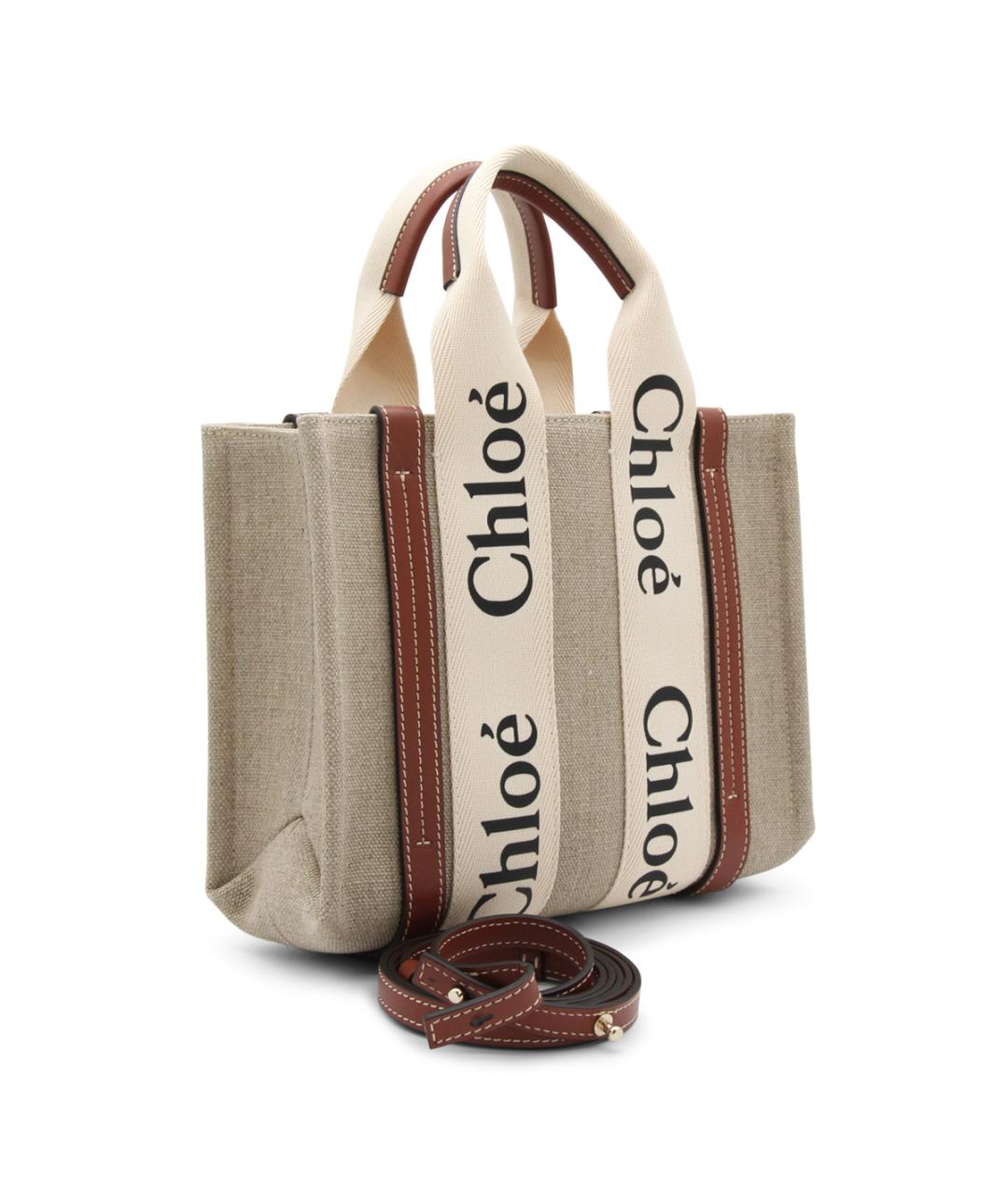 CHLOE Бежевая льняная сумка тоут, фото 4