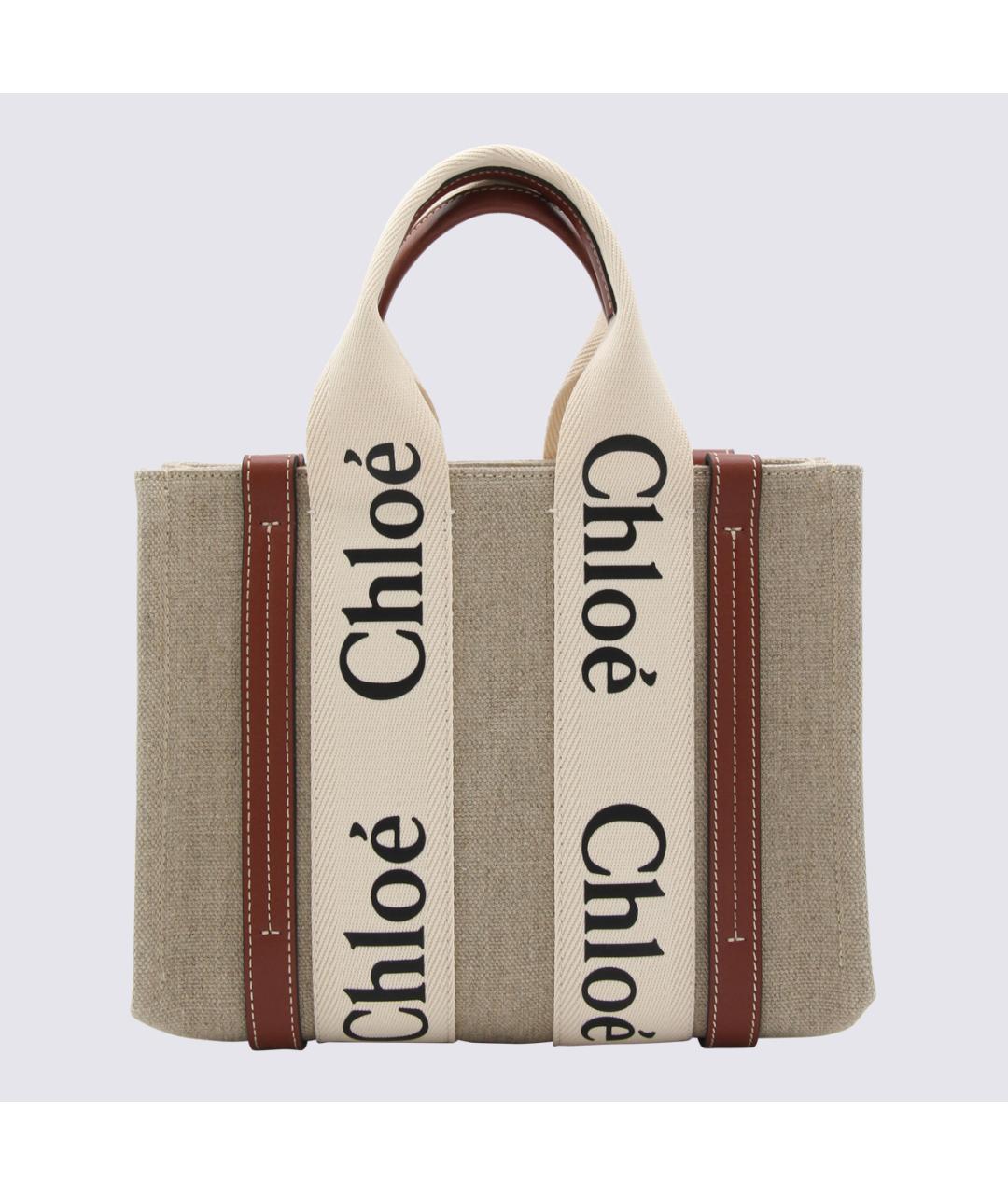 CHLOE Бежевая льняная сумка тоут, фото 3