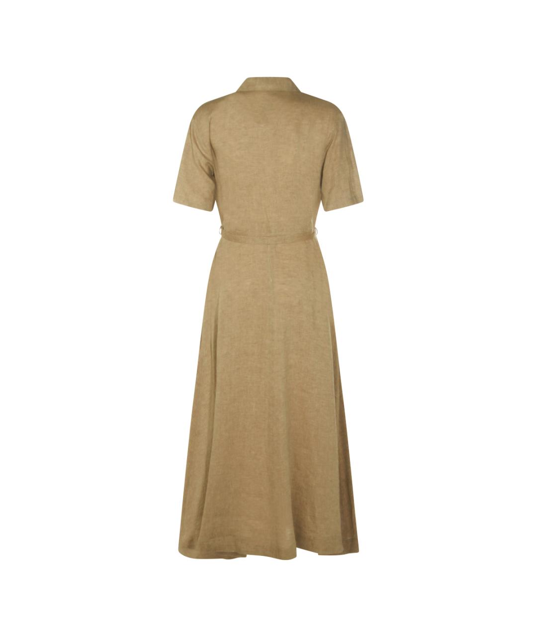 ANTONELLI FIRENZE Бежевое льняное повседневное платье, фото 2