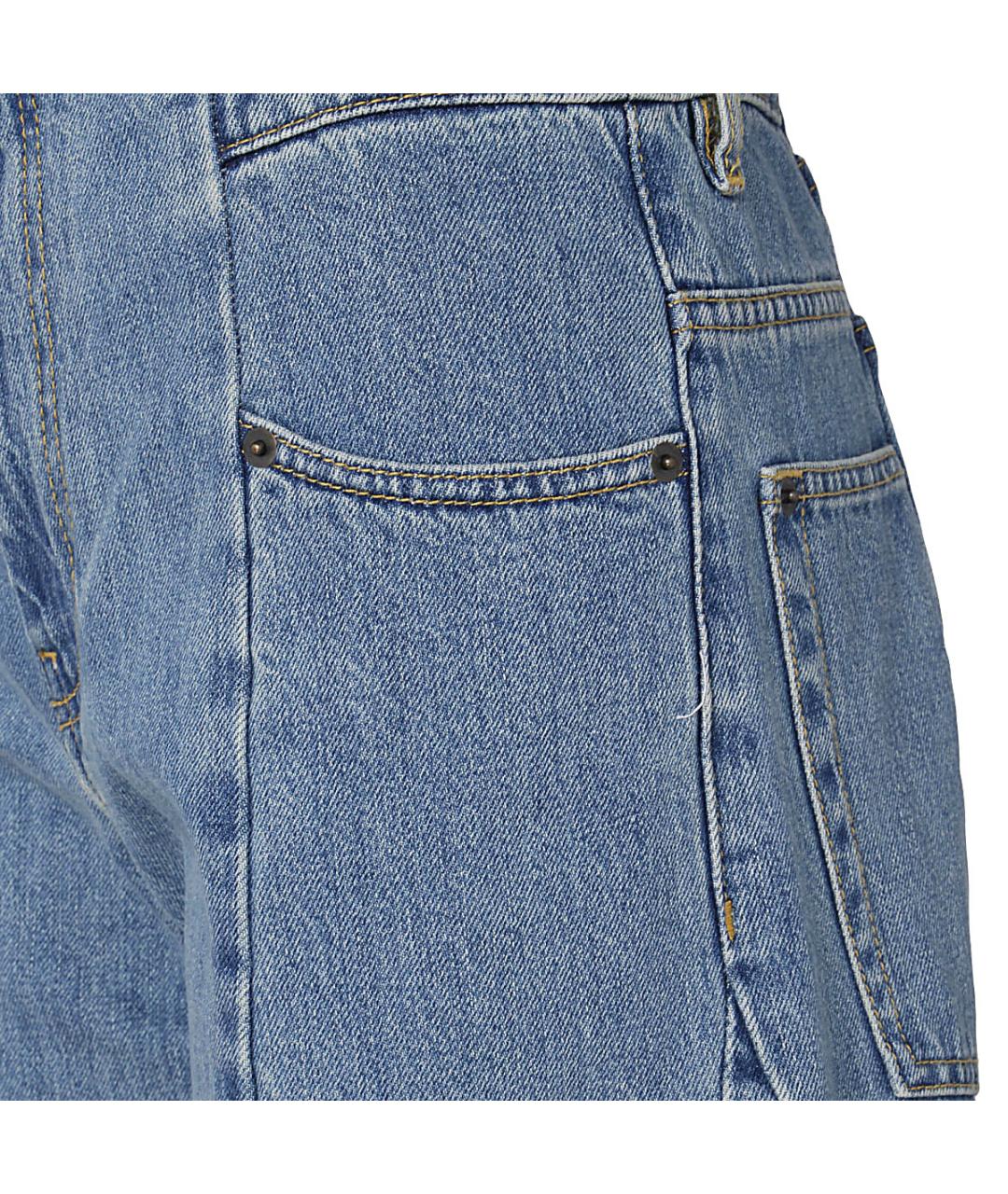 MAISON MARGIELA Голубые хлопковые прямые джинсы, фото 4