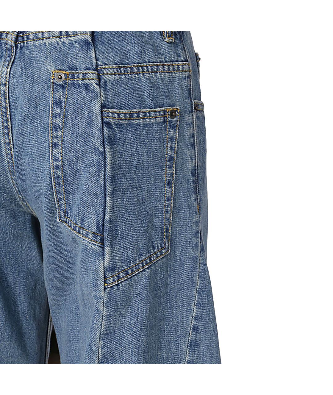 MAISON MARGIELA Голубые хлопковые прямые джинсы, фото 3