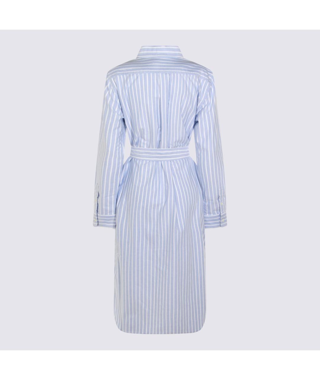 POLO RALPH LAUREN Голубое хлопковое повседневное платье, фото 3