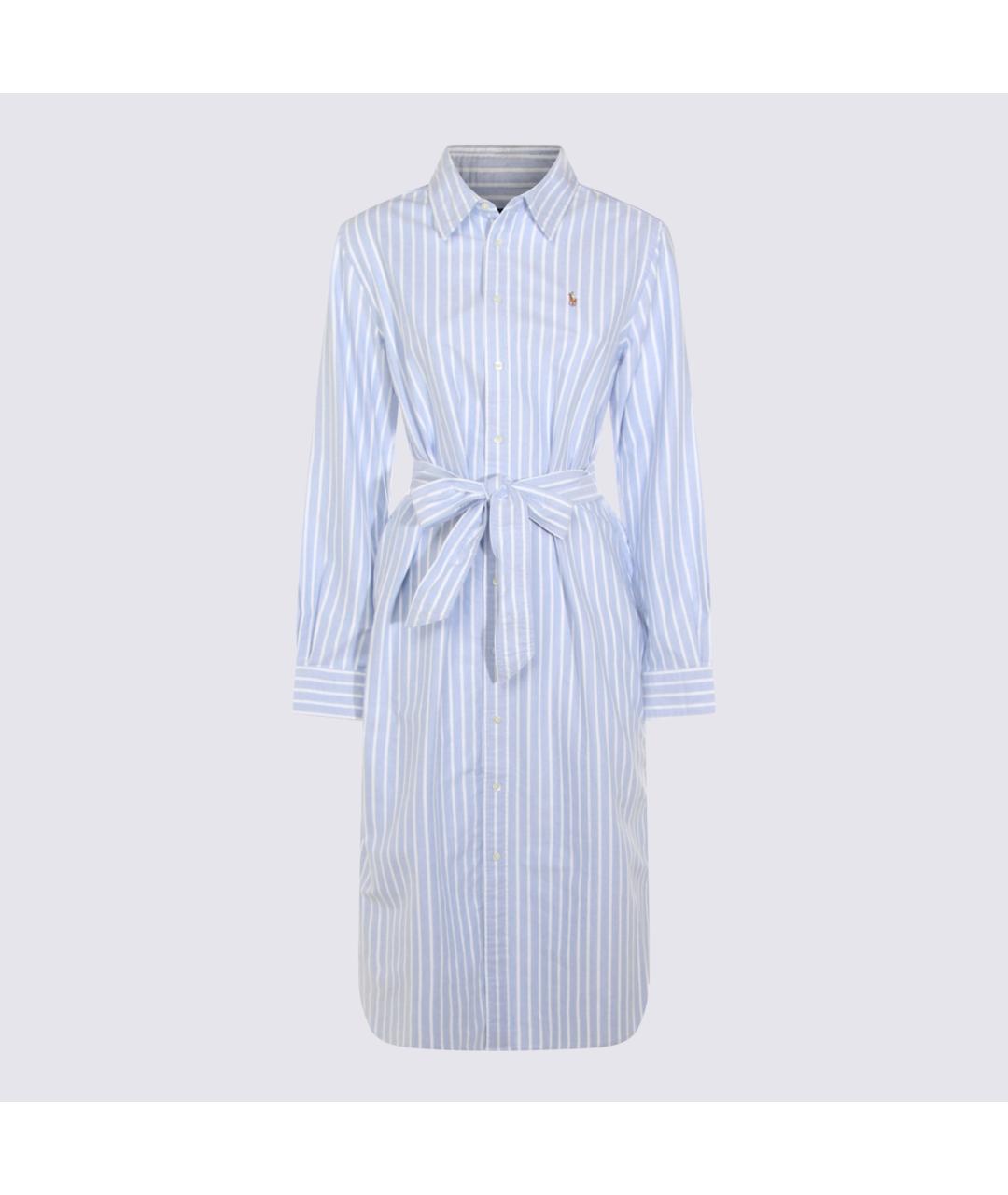 POLO RALPH LAUREN Голубое хлопковое повседневное платье, фото 2