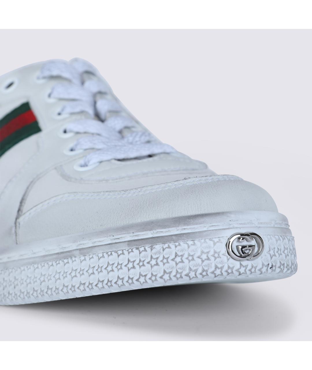 GUCCI Белые кожаные кеды, фото 5
