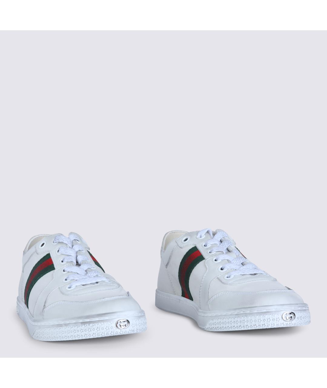 GUCCI Белые кожаные кеды, фото 3