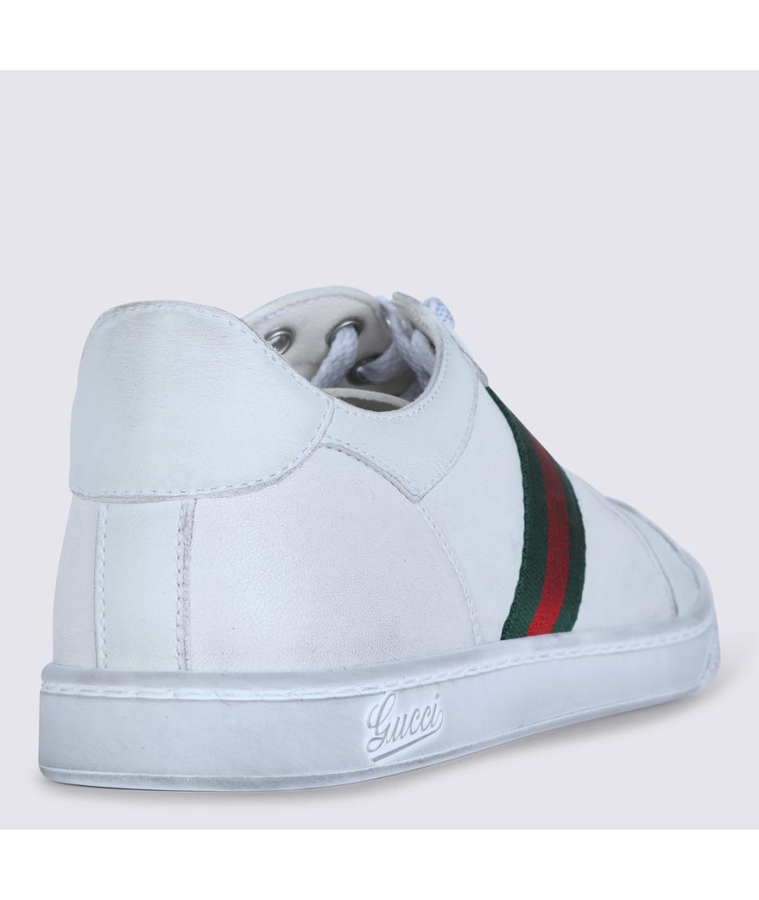 GUCCI Белые кожаные кеды, фото 4