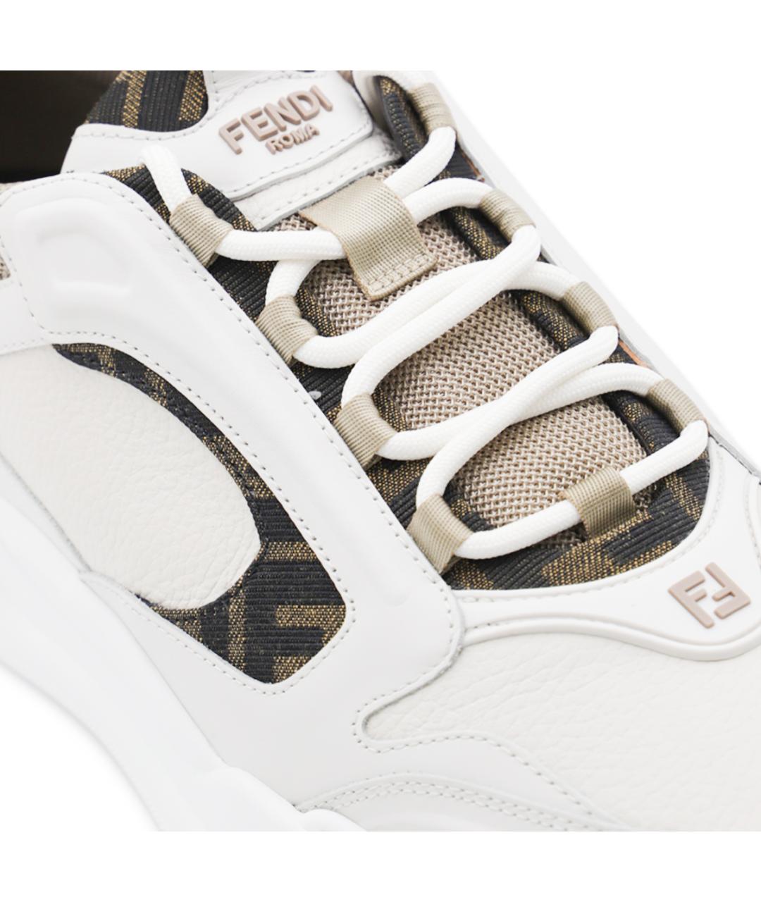 FENDI Белые кожаные низкие кроссовки / кеды, фото 4