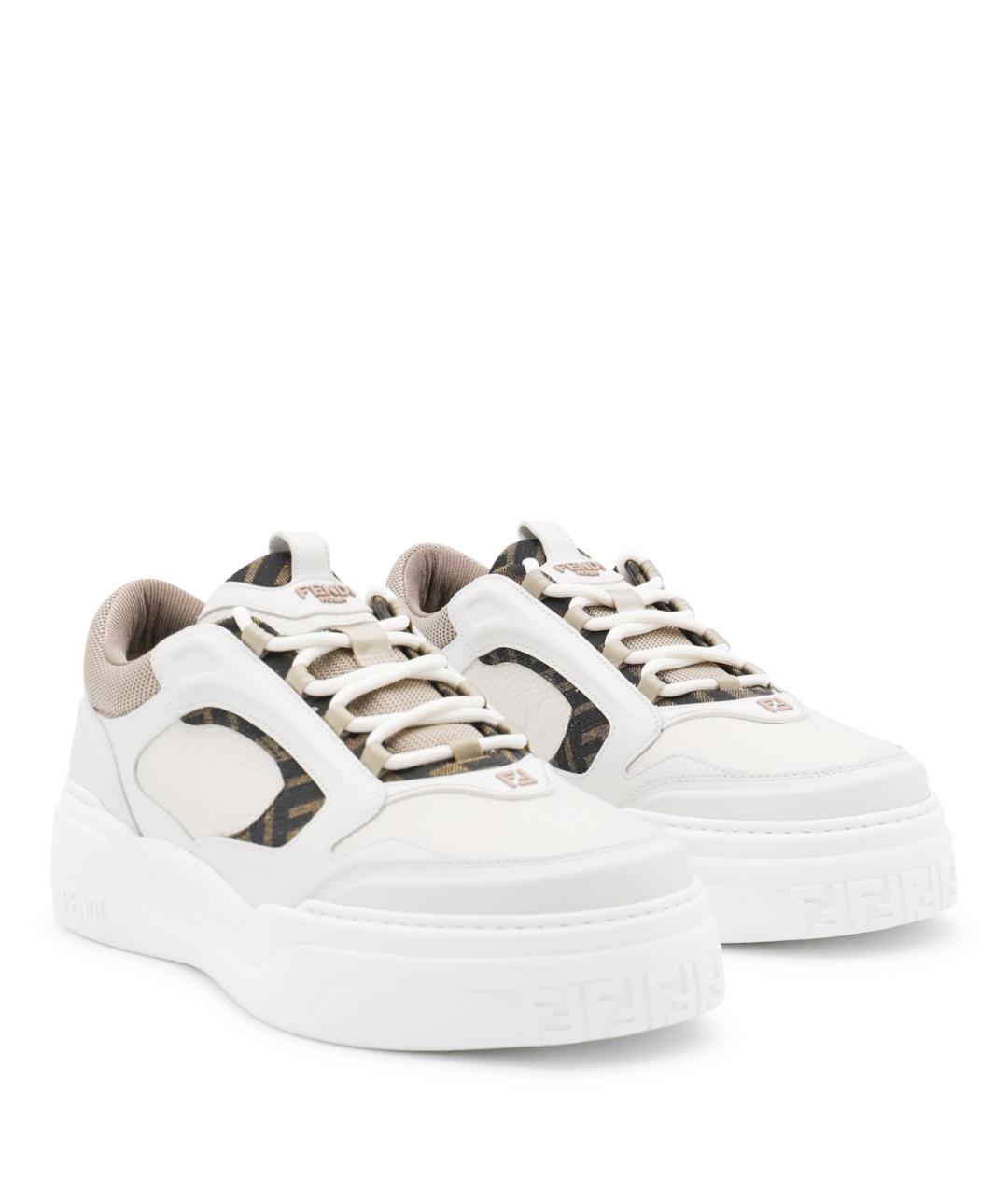 FENDI Белые кожаные низкие кроссовки / кеды, фото 2