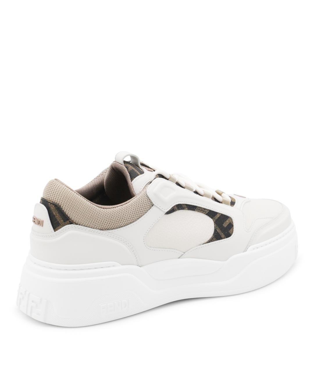 FENDI Белые кожаные низкие кроссовки / кеды, фото 3