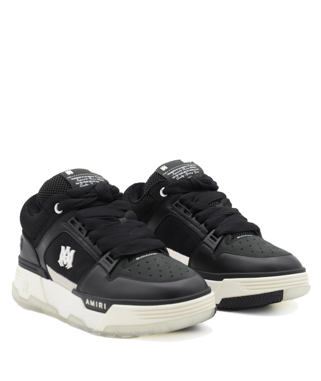 AMIRI Черные кожаные низкие кроссовки / кеды, фото 2