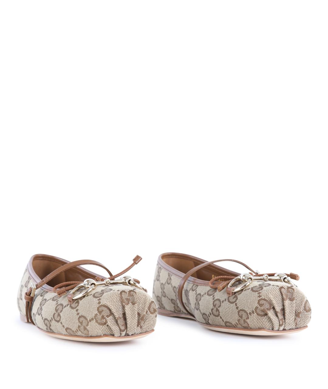 GUCCI Бежевые текстильные балетки, фото 2