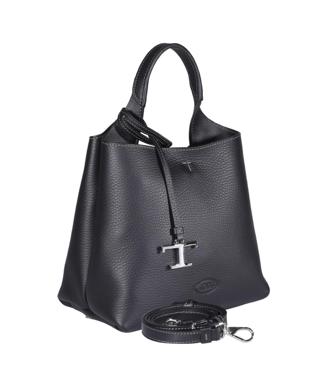 TOD'S Черная кожаная сумка тоут, фото 2