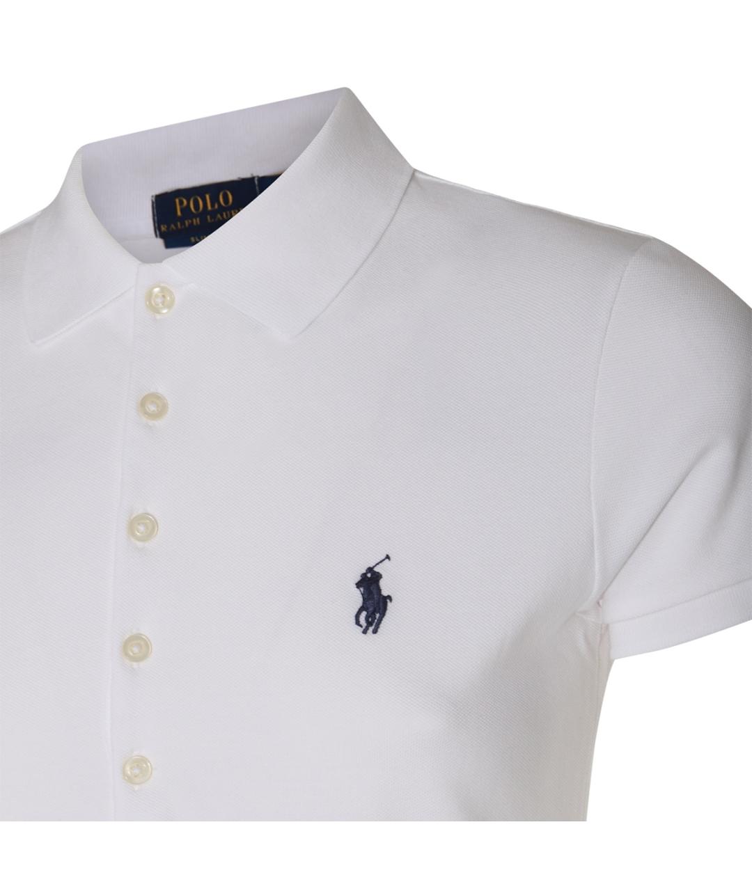 POLO RALPH LAUREN Белая хлопко-эластановая футболка, фото 3
