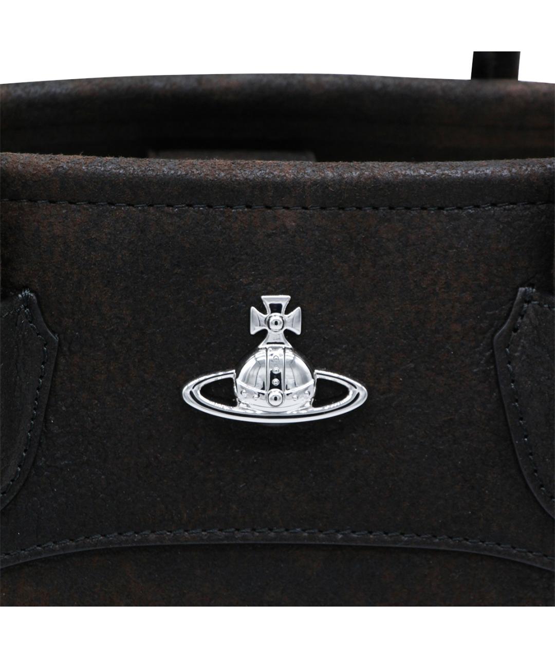 VIVIENNE WESTWOOD Коричневая кожаная сумка тоут, фото 4