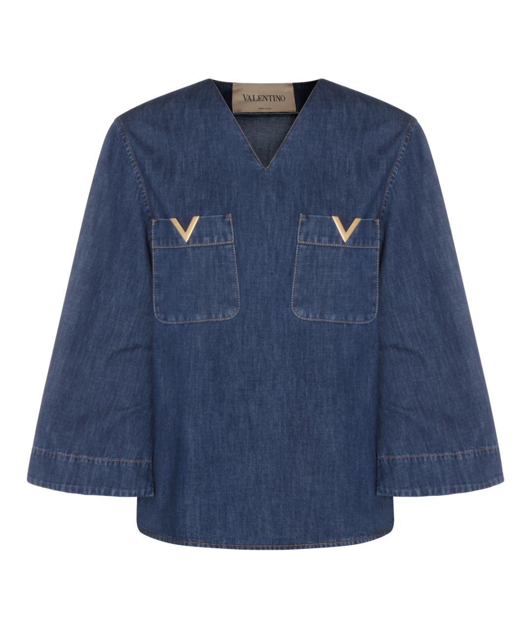 VALENTINO Синяя хлопковая футболка, фото 1