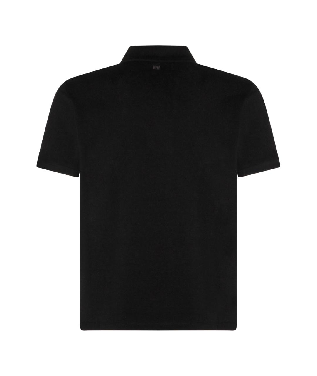 Ami Paris Черное хлопковое поло с коротким рукавом, фото 2