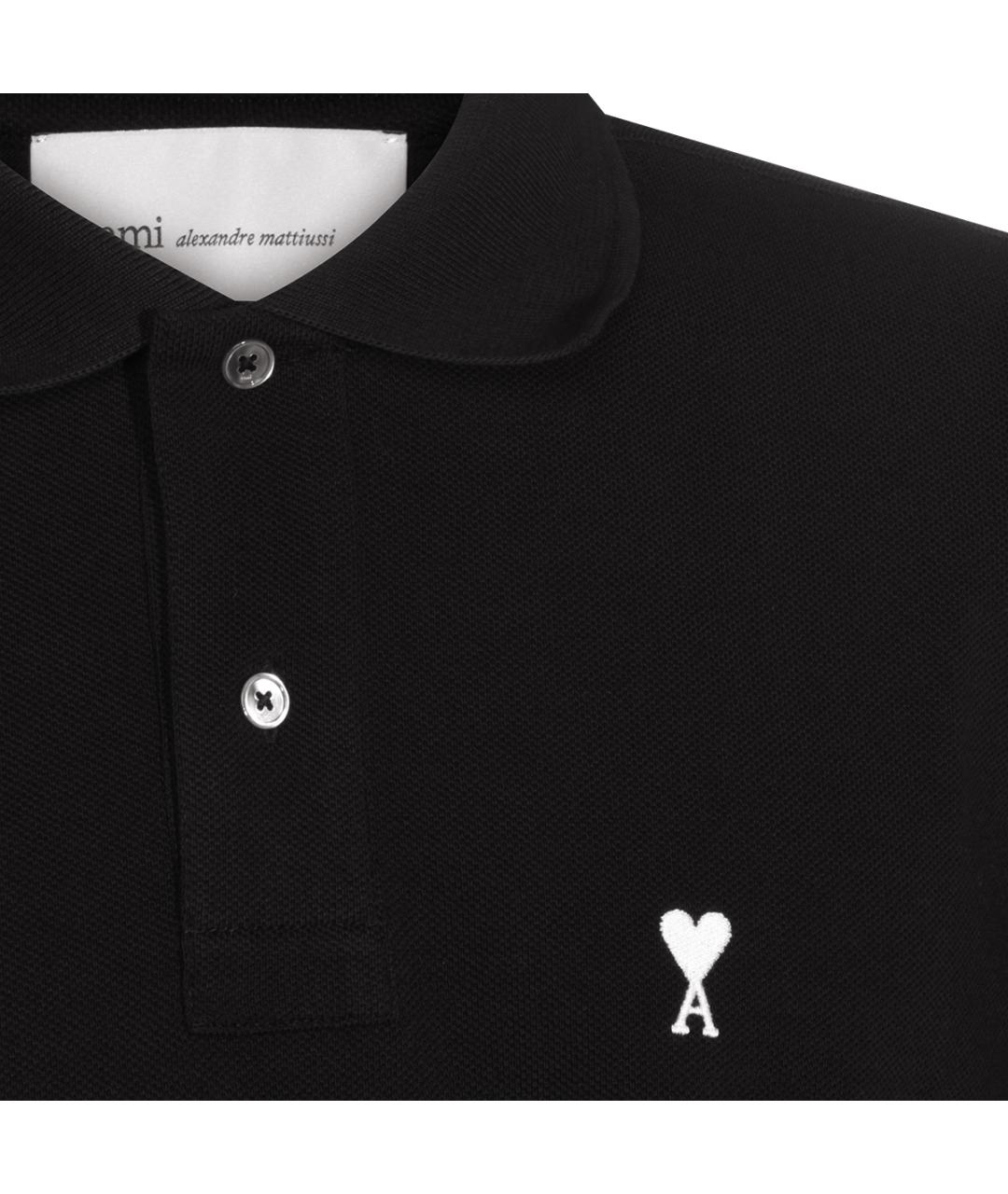 Ami Paris Черное хлопковое поло с коротким рукавом, фото 3