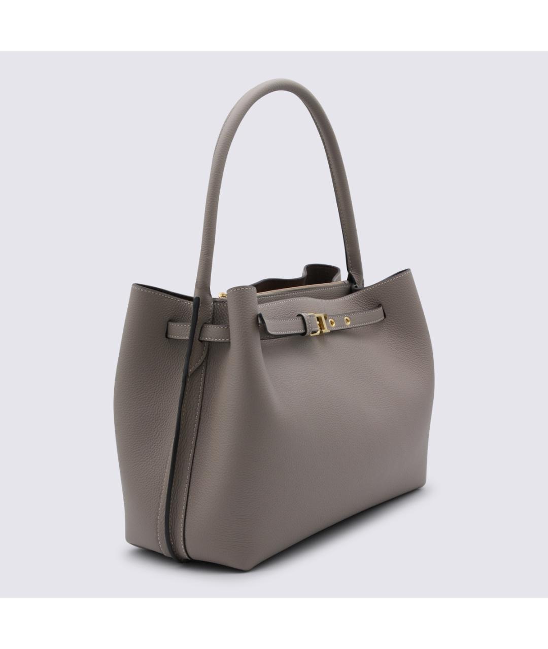 TOD'S Серая кожаная сумка тоут, фото 3