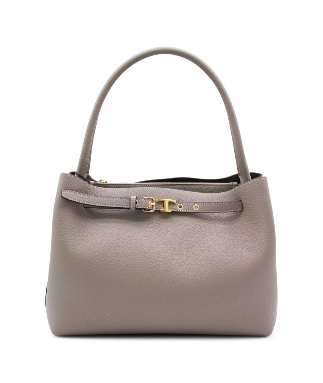 TOD'S Серая кожаная сумка тоут, фото 1