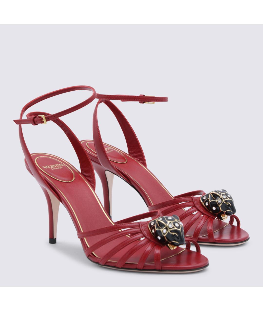 VALENTINO Красные кожаные босоножки, фото 3