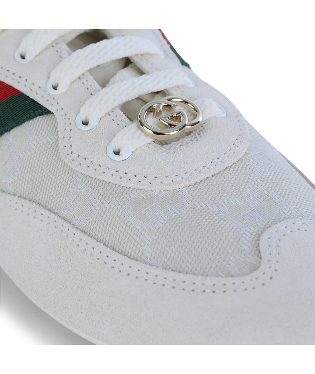 GUCCI Белые кожаные кроссовки, фото 4