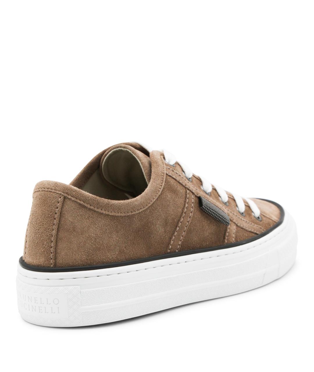 BRUNELLO CUCINELLI Коричневые кожаные кеды, фото 3