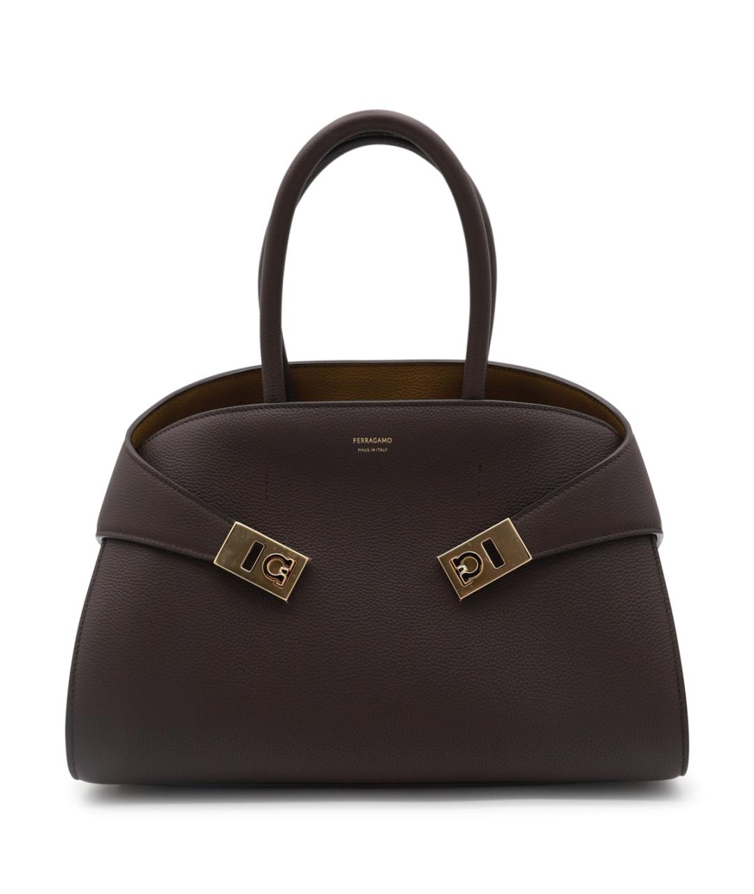 FERRAGAMO Коричневая кожаная сумка тоут, фото 1