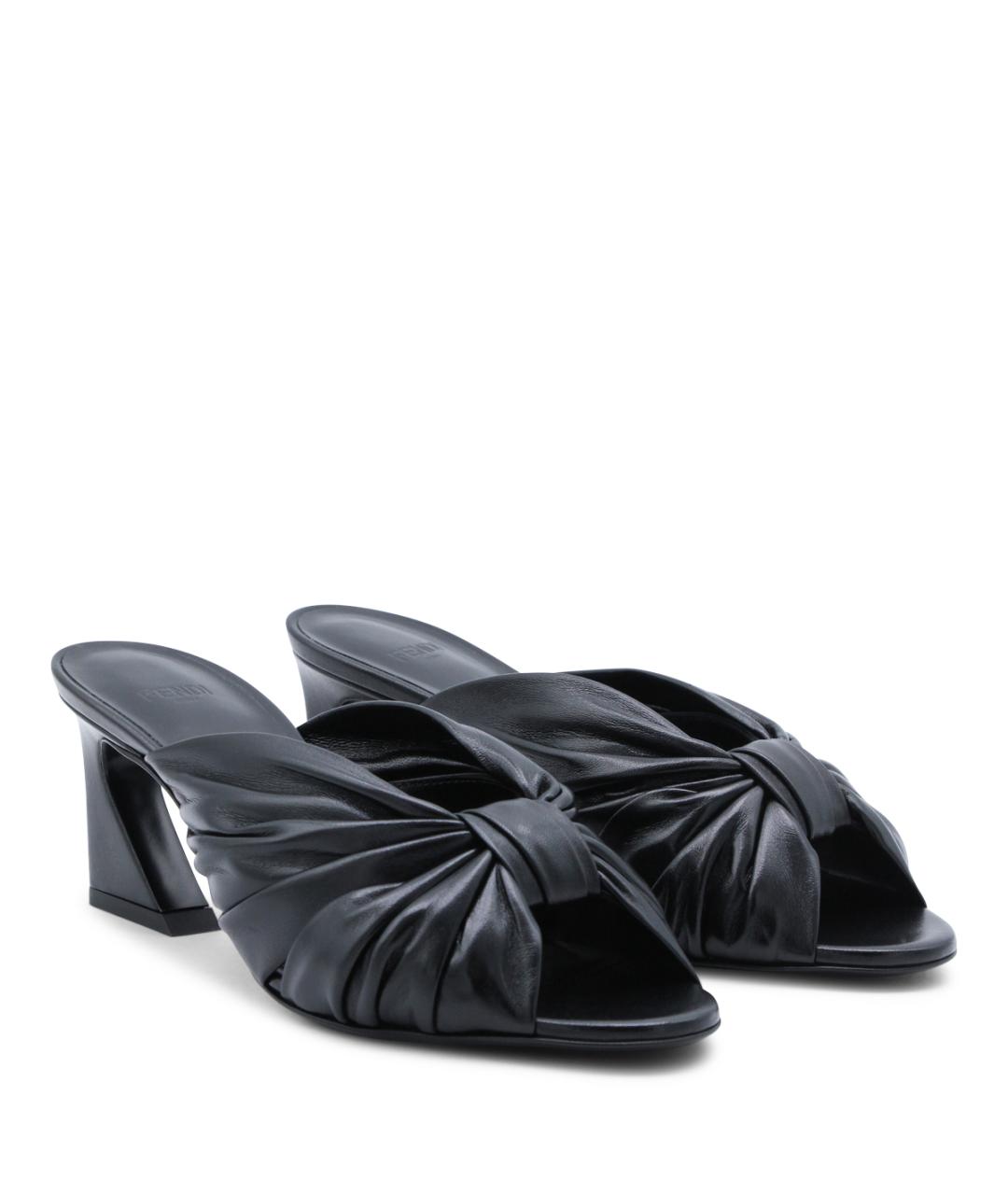 FENDI Черные кожаные мюли, фото 2