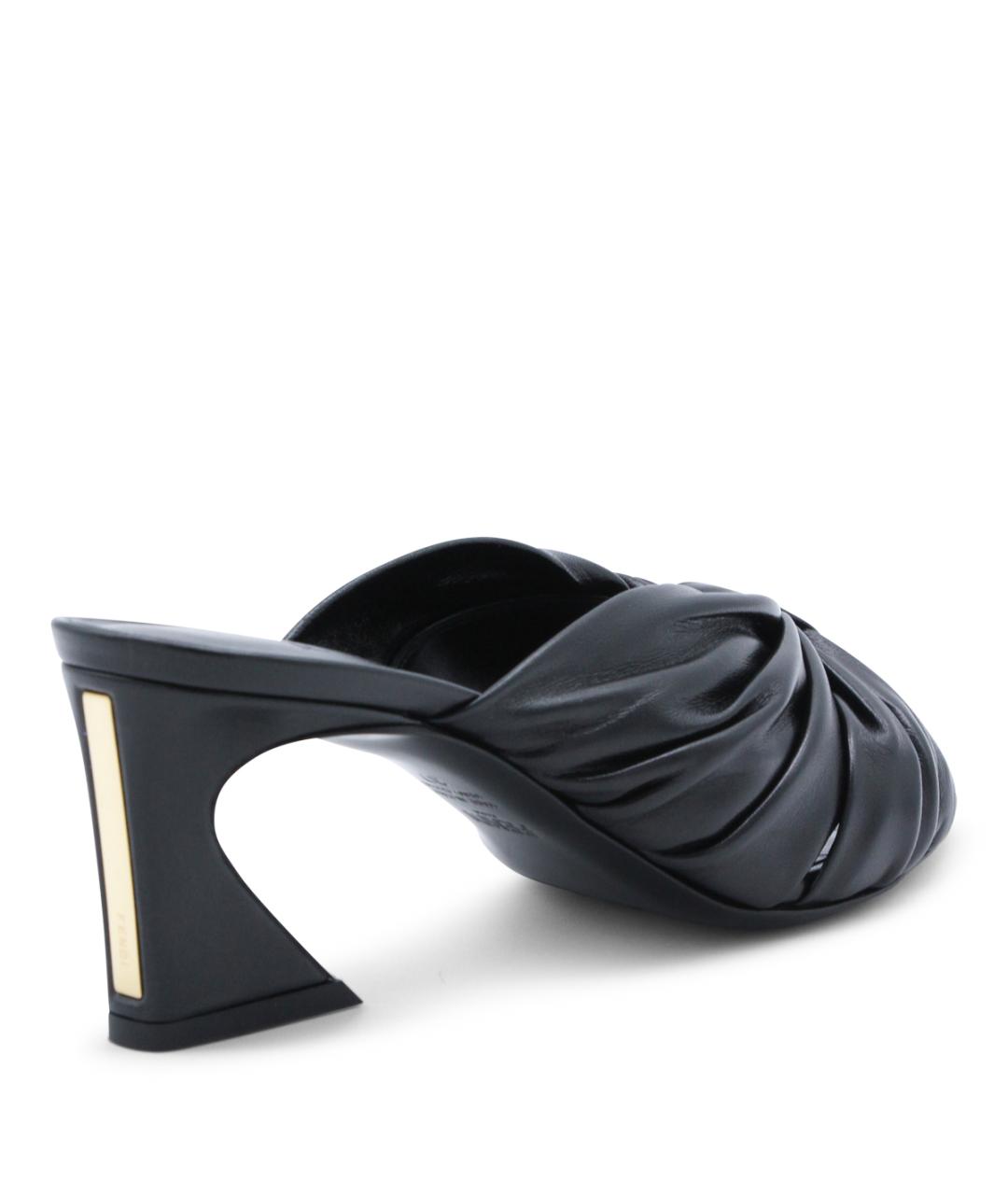 FENDI Черные кожаные мюли, фото 3